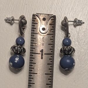 Elegant Blue and Silver Beaded Earrings